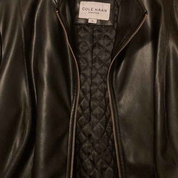Cole Haan Faux Leather Black Moto Jacket - Brand New W/O Tags - Picture 4 of 5